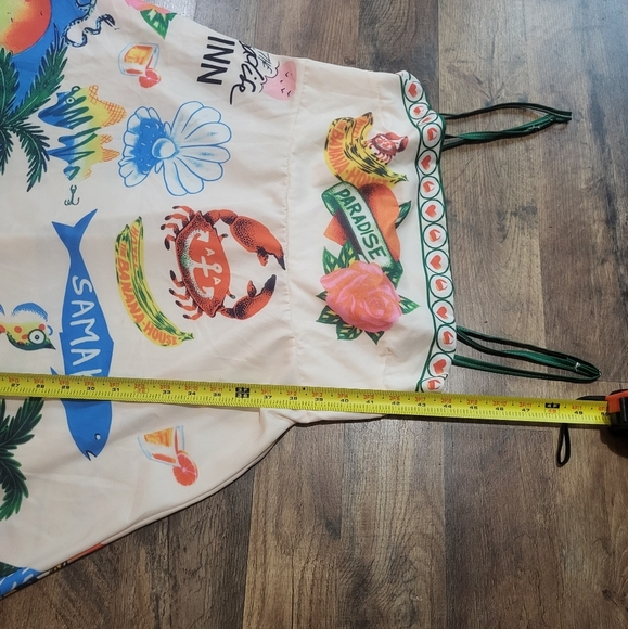 Paradise Crab Print Spaghetti Strap Flowy Maxi Boho Dress Size XL - Picture 5 of 10